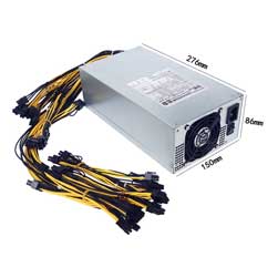 Power Supply for HIBT POWER 1600W 8 Graphics Card Platform 4U Single Channel With P6(2 x 16) Connections